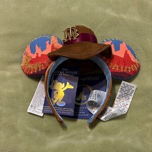Disney Big Thunder Mountain Red and Gold Mickey Mouse Ears